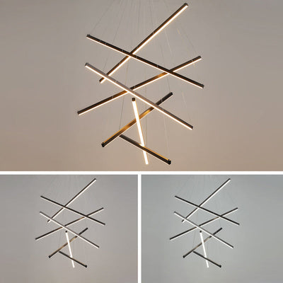 Sort Sticks | LED Kandelaber Lys Nyhed Minimalistisk Metalophængslampe til Lobby | Vanero