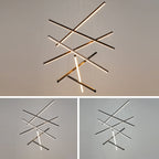 LED Lysekrone Med Lineære Lysstænger | Metalkonstruktion Med Integreret LED | Belysning Til Spisestue Foyer & Opholdsrum | Vanero