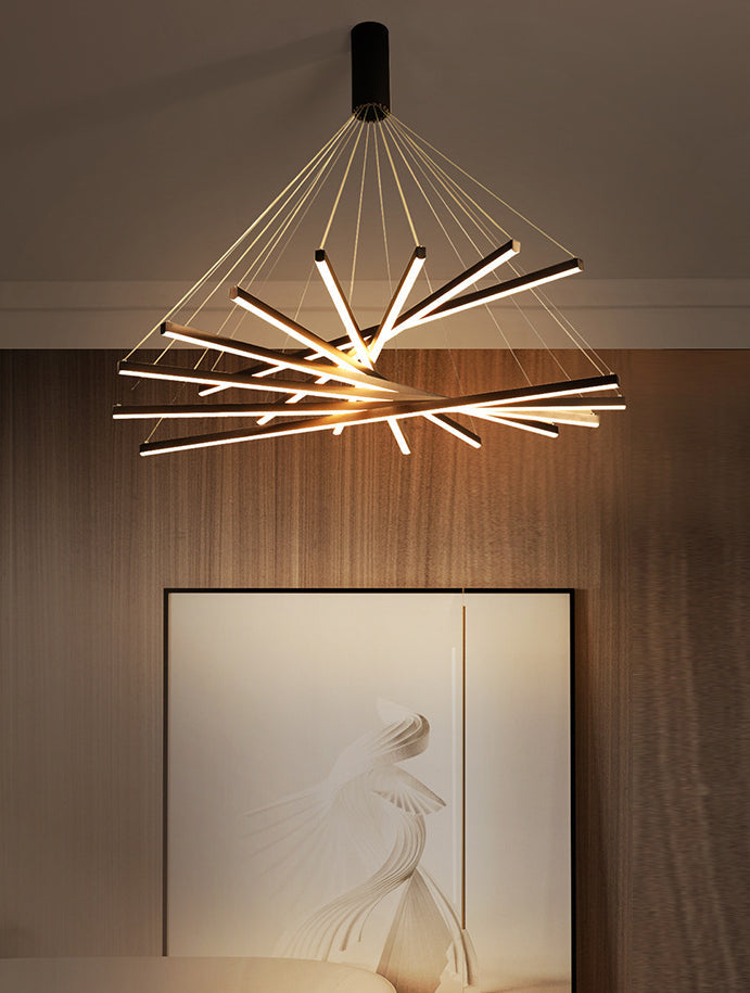 Sort Sticks | LED Kandelaber Lys Nyhed Minimalistisk Metalophængslampe til Lobby | Vanero