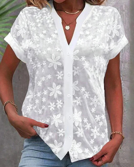 Cathrine l Fritidsbluse Print Knude l Vanero