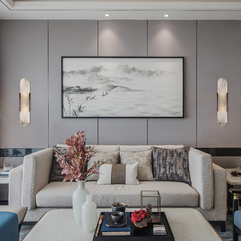 2 Pærer Bar Flush Mount Kolonial Guld/Svart Marmor Væglampe | Belysning til Spisestue | Vanero