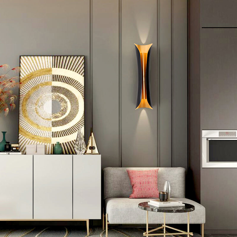 Moderne Curl Væglampe | 13"/21"/30" Højde 2 Lyskilder Metallisk Indendørs Vægbelysning i Sort | Vanero