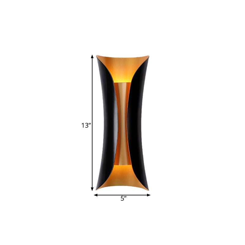 Moderne Curl Væglampe | 13"/21"/30" Højde 2 Lyskilder Metallisk Indendørs Vægbelysning i Sort | Vanero