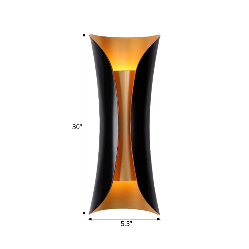 Moderne Curl Væglampe | 13"/21"/30" Højde 2 Lyskilder Metallisk Indendørs Vægbelysning i Sort | Vanero