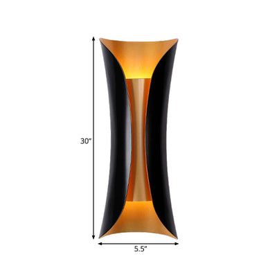 Moderne Curl Væglampe | 13"/21"/30" Højde 2 Lyskilder Metallisk Indendørs Vægbelysning i Sort | Vanero