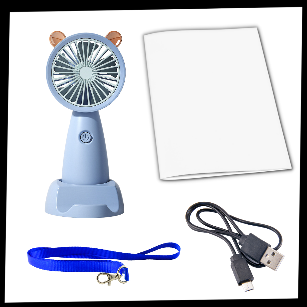 Mini USB Ventilator Med Telefonholder | Genopladeligt Bærbart Design | Til Bord Og Håndholdt Brug | Vanero