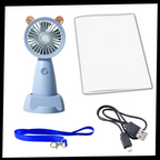Mini USB Ventilator Med Telefonholder | Genopladeligt Bærbart Design | Til Bord Og Håndholdt Brug | Vanero