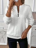 Abrie Sweater Strikmateriale | Regular Fit Kabelstrik Sweater | Halv Lynlås til Daglig Brug & Kølige Vejrforhold | Vanero