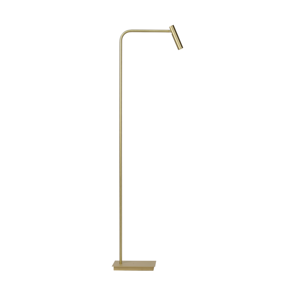 Gulvlampe Med Integreret LED Belysning | Metalkonstruktion Med Antik Messing Finish | Indendørs Læse & Stemningsbelysning | Vanero