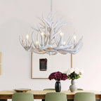 Hjortehorn Lysekrone Loftlampe | Resin Konstruktion Med E12 Fatningssystem | Indendørs Belysning Til Stue & Spisestue | Vanero