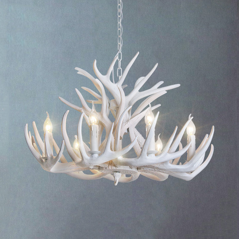 Hjortehorn Lysekrone Loftlampe | Resin Konstruktion Med E12 Fatningssystem | Indendørs Belysning Til Stue & Spisestue | Vanero