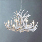 Hjortehorn Lysekrone Loftlampe | Resin Konstruktion Med E12 Fatningssystem | Indendørs Belysning Til Stue & Spisestue | Vanero