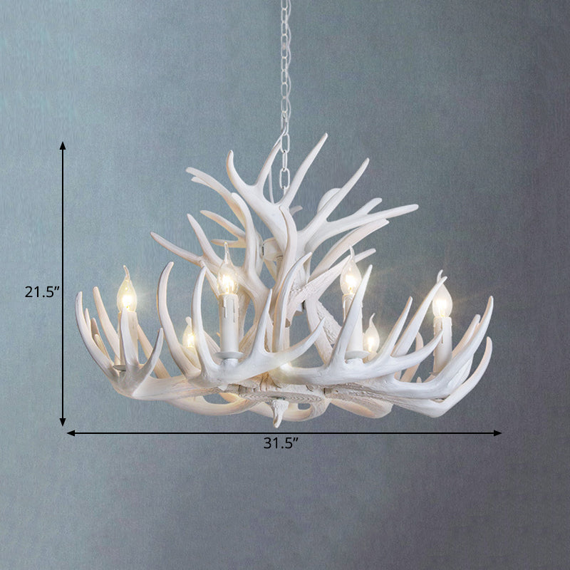 Hjortehorn Lysekrone Loftlampe | Resin Konstruktion Med E12 Fatningssystem | Indendørs Belysning Til Stue & Spisestue | Vanero