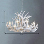 Hjortehorn Lysekrone Loftlampe | Resin Konstruktion Med E12 Fatningssystem | Indendørs Belysning Til Stue & Spisestue | Vanero