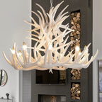 Hjortehorn Lysekrone Loftlampe | Resin Konstruktion Med E12 Fatningssystem | Indendørs Belysning Til Stue & Spisestue | Vanero