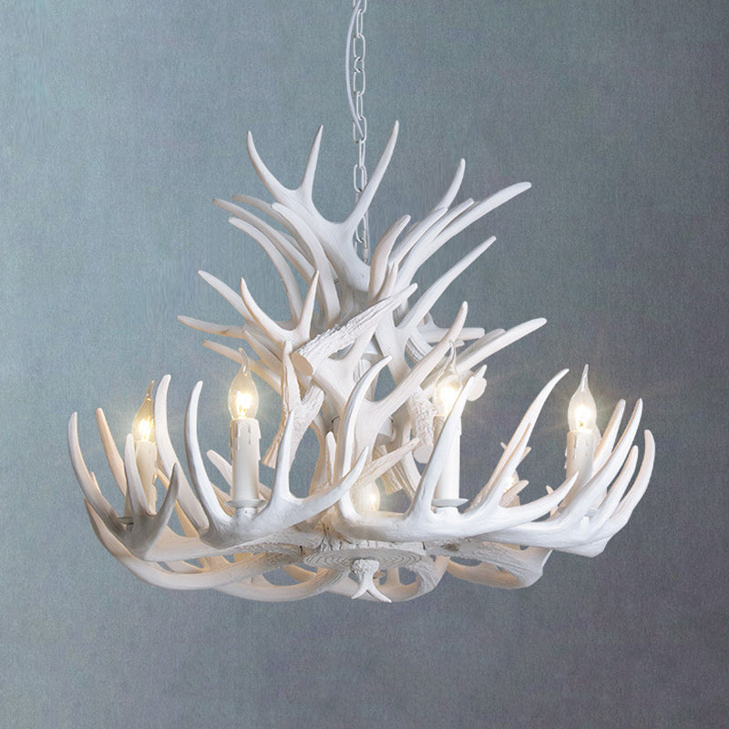 Hjortehorn Lysekrone Loftlampe | Resin Konstruktion Med E12 Fatningssystem | Indendørs Belysning Til Stue & Spisestue | Vanero