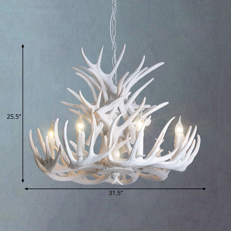 Hjortehorn Lysekrone Loftlampe | Resin Konstruktion Med E12 Fatningssystem | Indendørs Belysning Til Stue & Spisestue | Vanero