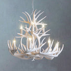 Hjortehorn Lysekrone Loftlampe | Resin Konstruktion Med E12 Fatningssystem | Indendørs Belysning Til Stue & Spisestue | Vanero