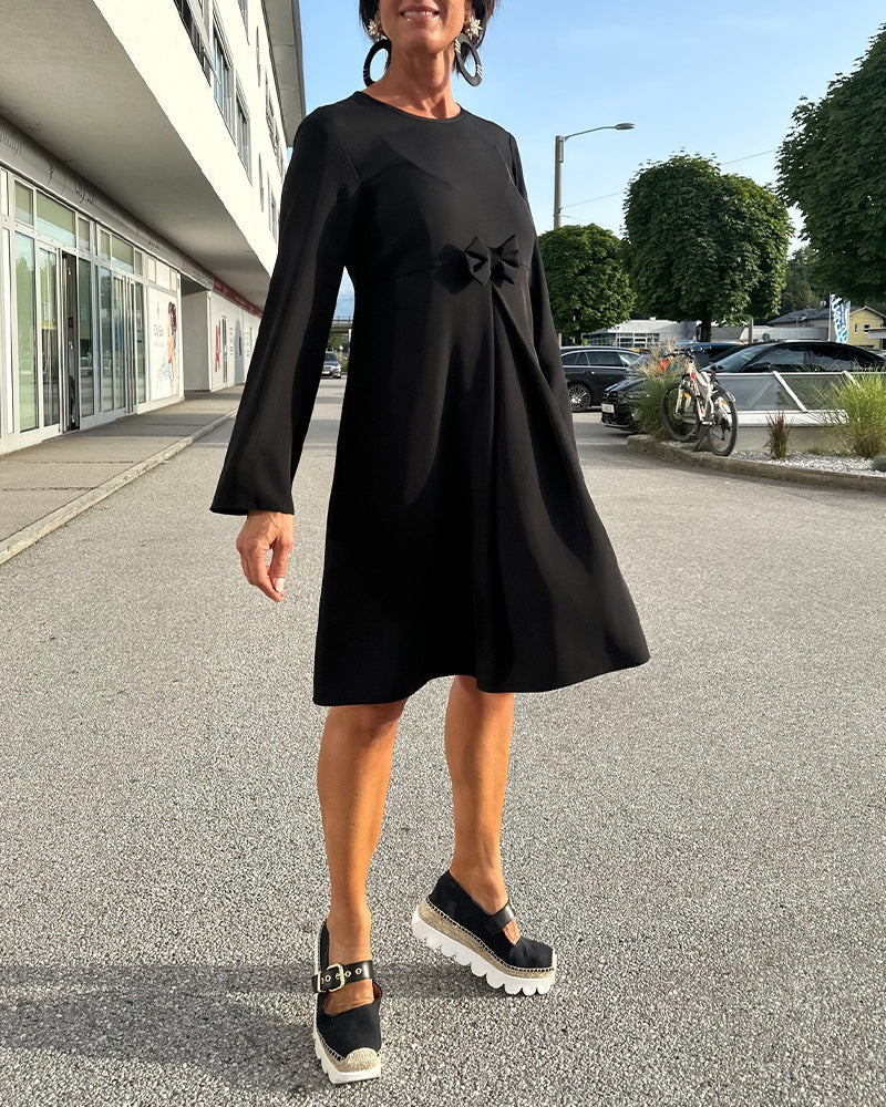 A-Formet Kjole Bomuldsblanding | Regular Fit Kjole | Sløjfe-Dekoration til Hverdagsbrug & Arrangementer | Vanero