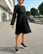 A-Formet Kjole Bomuldsblanding | Regular Fit Kjole | Sløjfe-Dekoration til Hverdagsbrug & Arrangementer | Vanero