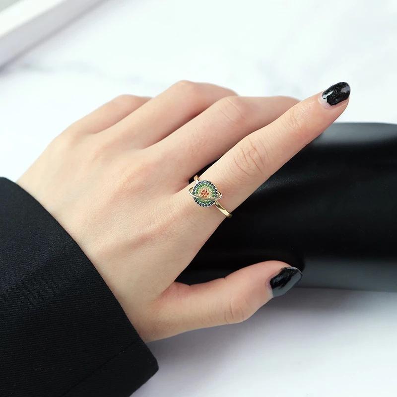 Galaktisk Serenity Legering Konstruktion | Justerbar Snurrende Ring | Roterende Galakseinspireret Design til Hverdagsbrug | Vanero