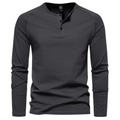 Herre Henley Trøje Let Tekstil | Regular Fit Langærmet Trøje | Knapstolpe Design til Hverdagsbrug & Fritidsaktiviteter | Vanero