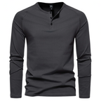 Herre Henley Trøje Let Tekstil | Regular Fit Langærmet Trøje | Knapstolpe Design til Hverdagsbrug & Fritidsaktiviteter | Vanero