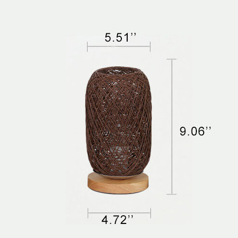 LED Bordlampe Rattan & Træ | Dæmpbar Flettet Kuglelampe | Dekorativ Indendørs Belysning | Vanero