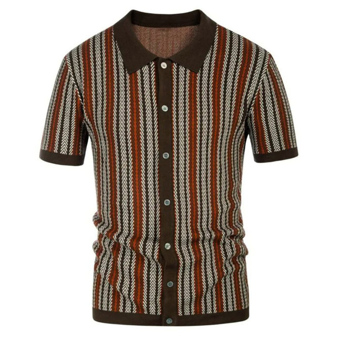 Herre Polo I Åndbart Materiale | Regular Fit Polo Med Chevronmønster Og Knaplukning | Sommerbrug | Vanero