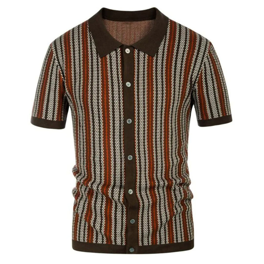 Herre Polo I Materiale | Regular Fit Polo Med Chevronmønster Og Knaplukning | Sommerbrug | Vanero