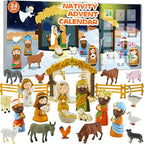 Adventskalender | 24-Delt Krybbescene | Jule Nedtælling & Dekoration Sæsonudsmykning | Vanero