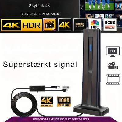 SkyLink 4K | Få Gratis HD-Kanaler Uden Kabel, Smart-tv Eller Wi-Fi | Vanero