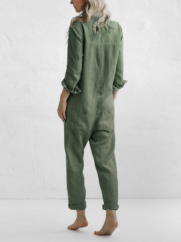Dame Jumpsuit Bomuld | Relaxed Fit Jumpsuit | Multi-Lomme Design til Hverdagsbrug & Fritidsaktiviteter | Vanero