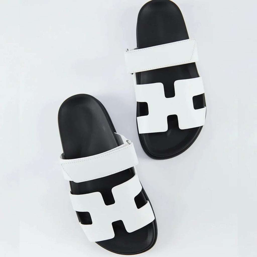 Damesandaler Syntetisk Læder | Slip-On Pasform Sommersandaler | Polstret Sål med Skridsikker Ydersål til Fritid & Hverdagsbrug | Vanero