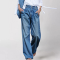Dame Jeans Bomuldsblanding Denim | Afslappet Pasform Wide-Leg Jeans | Lynlås Og Knaplukning Til Hverdag & Arbejde | Vanero