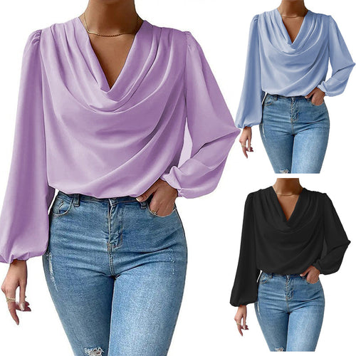 Dame Bluse 100% Viskose | Almindelig Pasform V-Hals Bluse | Abstrakt Mønster Til Hverdag & Arrangementer | Vanero