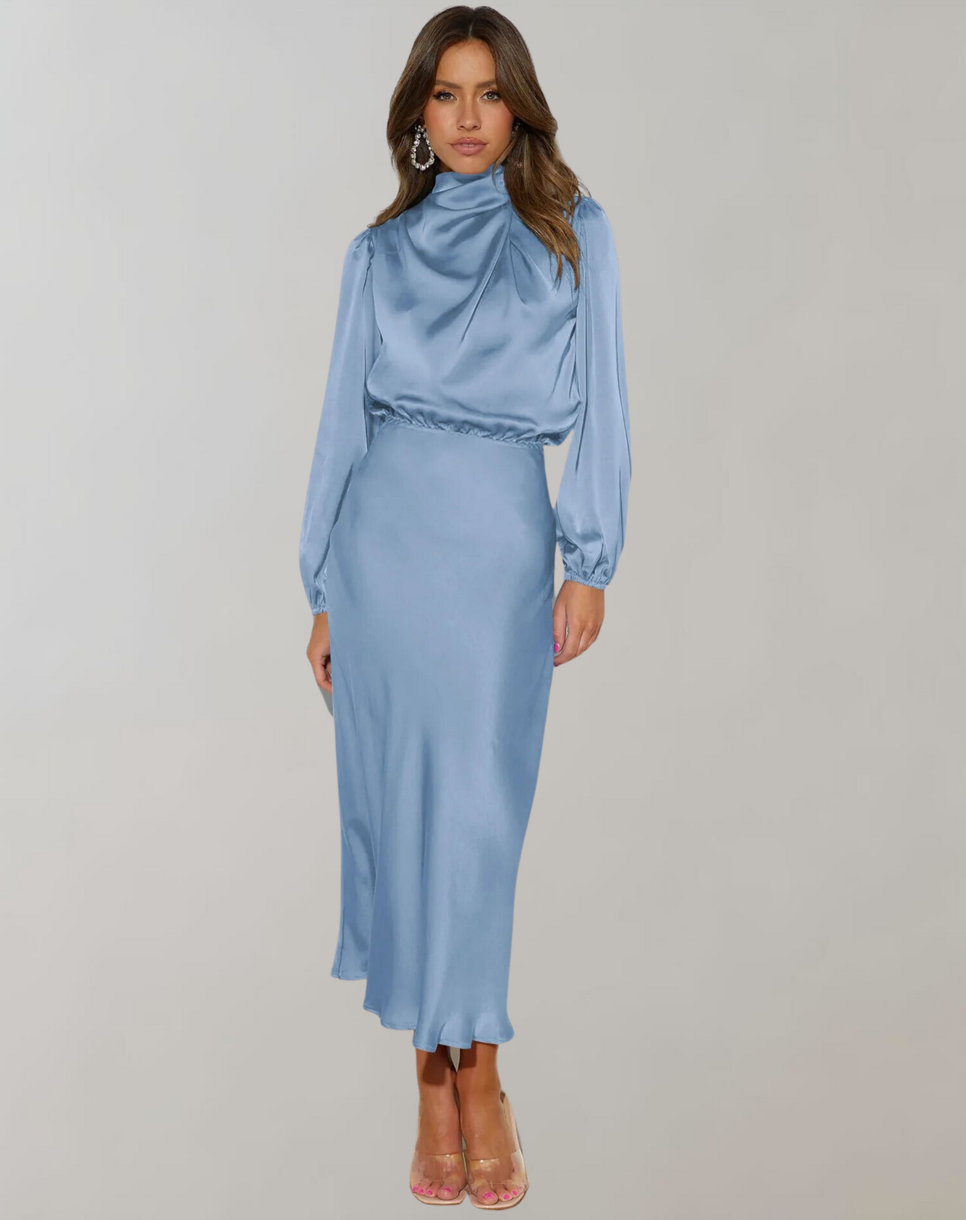 Marie | Stilfuld Satin Maxi Kjole l Vanero