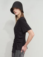 Dame V-Hals Bluse Polyesterblanding | Relaxed Fit Langærmet Top | Justerbar Snøring Til Hverdag & Arbejde | Vanero