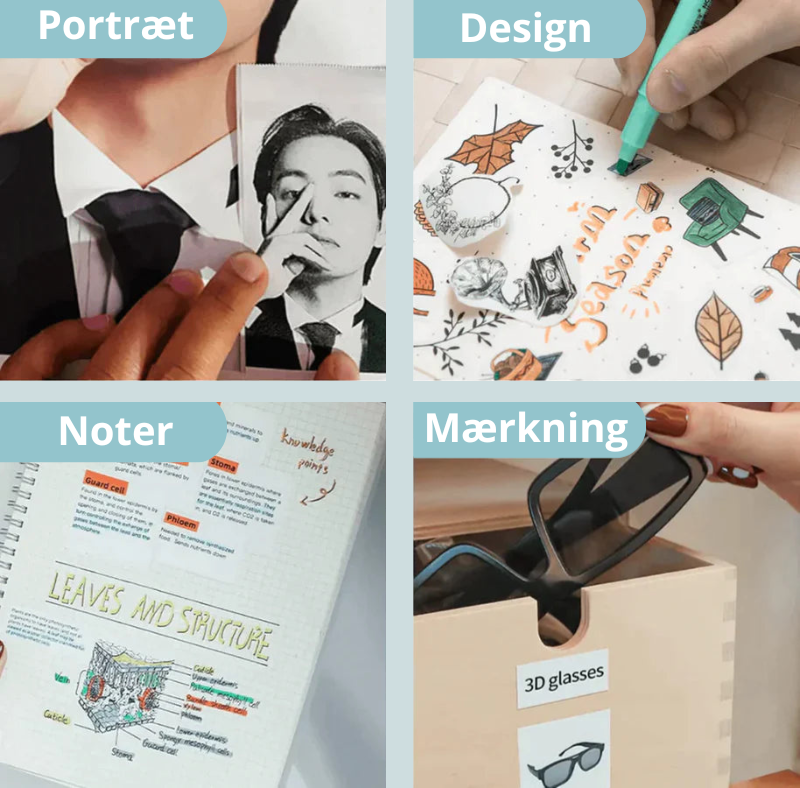 Mini Printer Med Gratis Rulle | Revolutionerende Bærbar Printer Hvid | Vanero