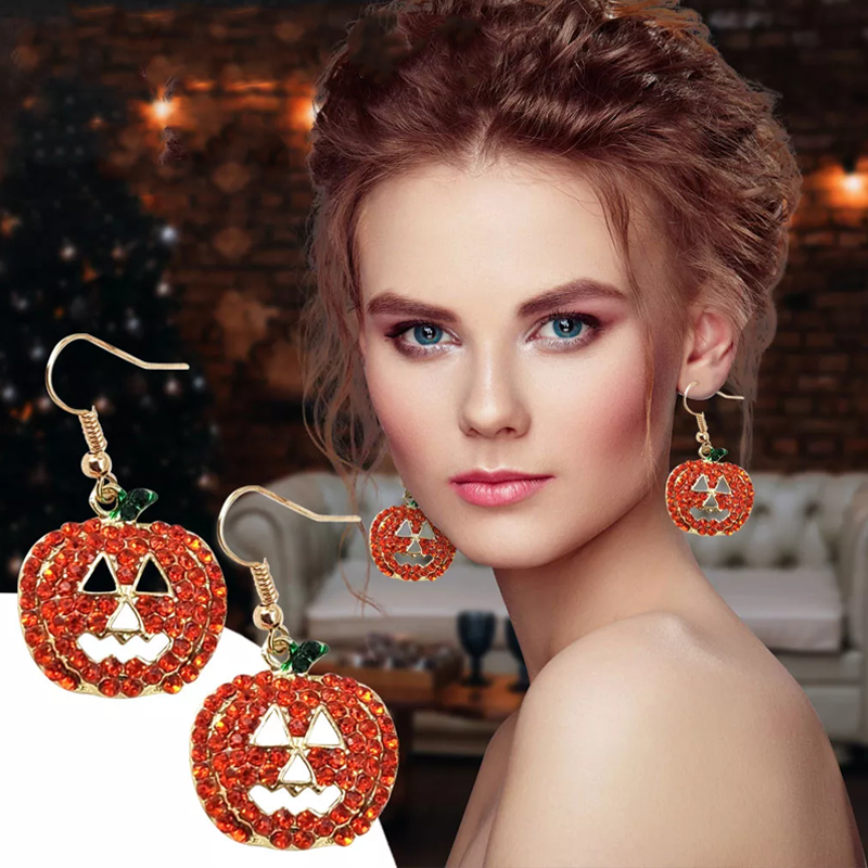Hængeøreringe Med Græskarvedhæng | Legeringskonstruktion & Let Design | Halloween & Temafester | Vanero