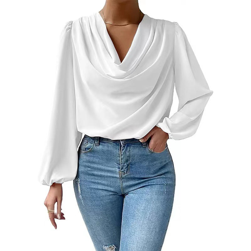 Dame Bluse 100% Viskose | Almindelig Pasform V-Hals Bluse | Abstrakt Mønster Til Hverdag & Arrangementer | Vanero