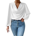 Dame Bluse 100% Viskose | Almindelig Pasform V-Hals Bluse | Abstrakt Mønster Til Hverdag & Arrangementer | Vanero