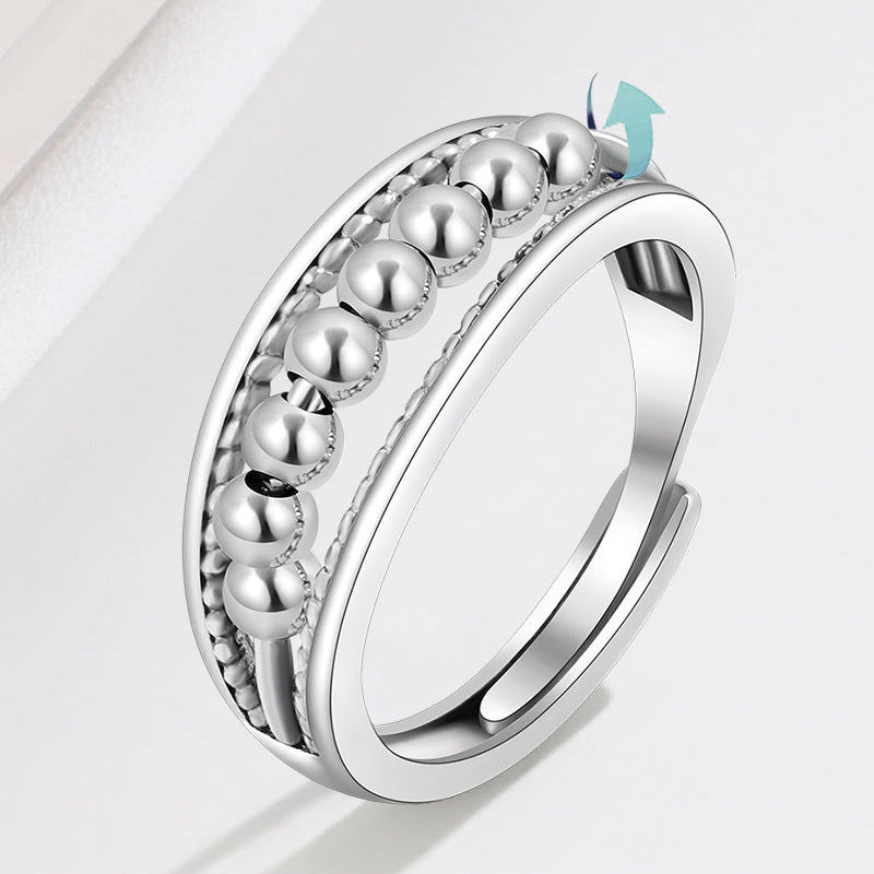 Snurrende Ring Rustfrit Stål Konstruktion | Justerbar Ring | Roterende Perledesign til Hverdagsbrug & Smykkestyling | Vanero