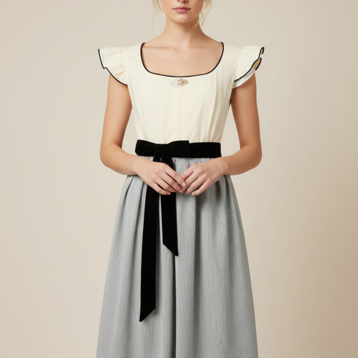 Dame Dirndl Kjole i Bomuld-Polyester | Regular Pasform & Snøreliv | Folkedragt Med Forklæde Til Oktoberfest & Temafester | Vanero