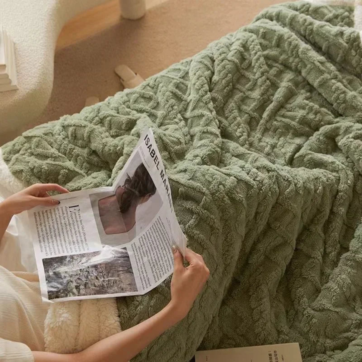 Fleecetæppe Lammeuldsblanding | Tykt Plaid Til Sofa & Seng | Blødt Tæppe Til Hjemmet & Sæsonbrug | Vanero