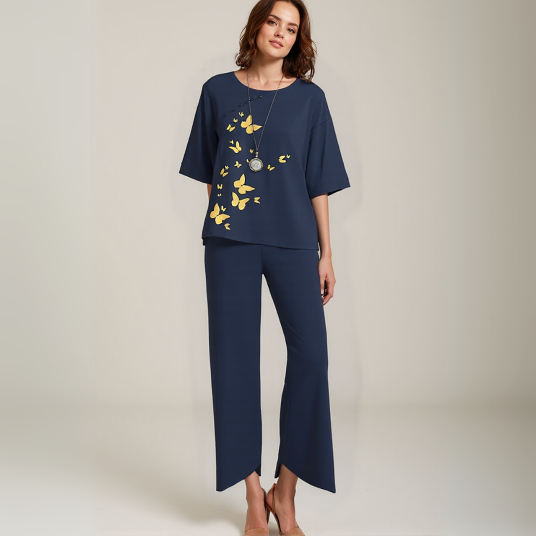 Klara | Elegant Bluse- og Buksesæt Dame | Vanero
