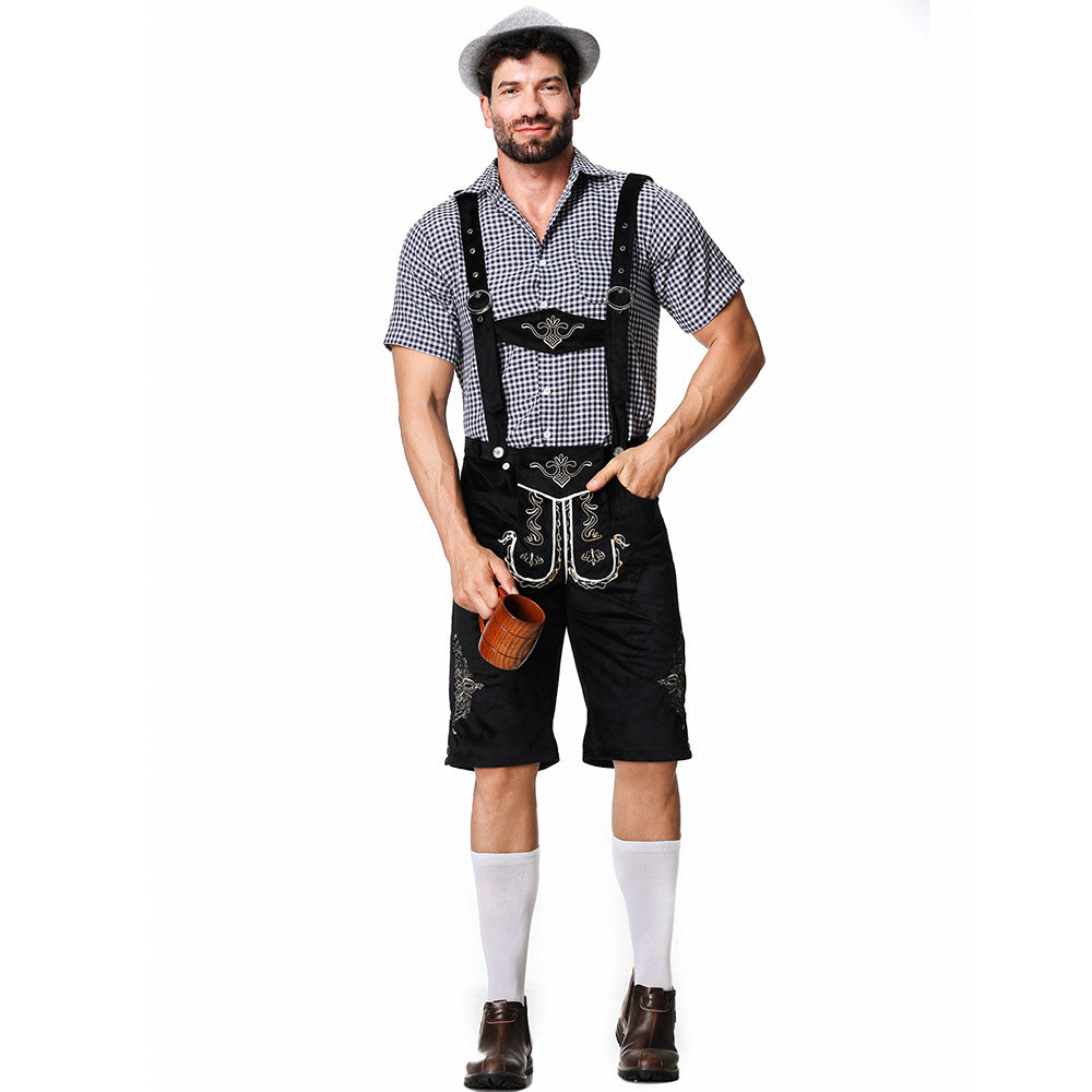 Herre Lederhosen Bomuldsblanding | Justerbare Seler Festivalshorts | Broderet Design Til Oktoberfest Events | Vanero