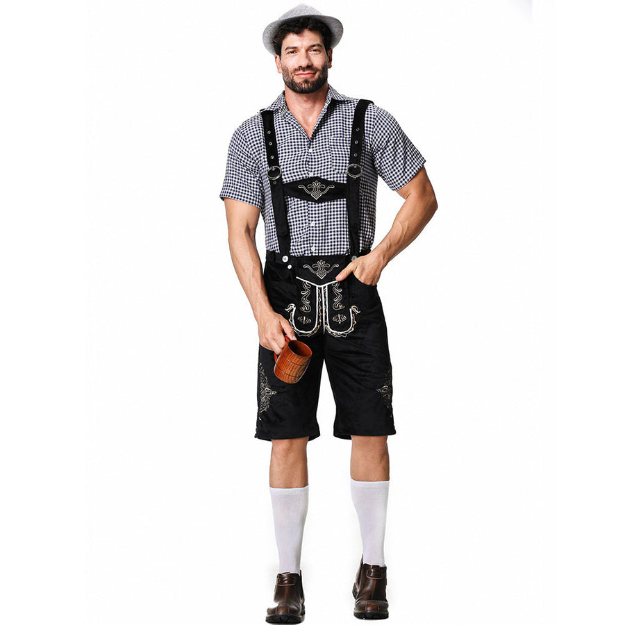 Herre Lederhosen Bomuldsblanding | Justerbare Seler Festivalshorts | Broderet Design Til Oktoberfest Events | Vanero