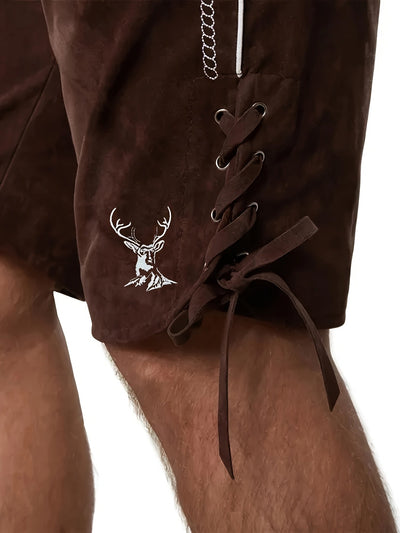 Herren Oktoberfest Lederhosen Kostume | Broderet med Seler | Vanero