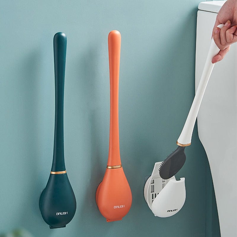Fleksibel Toilettenbørste I Silikone | Badeværelsesbørste Med Ventileret Holder | Kompakt Rengøringstilbehør | Vanero